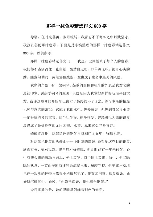 那样一抹色彩精选作文800字
