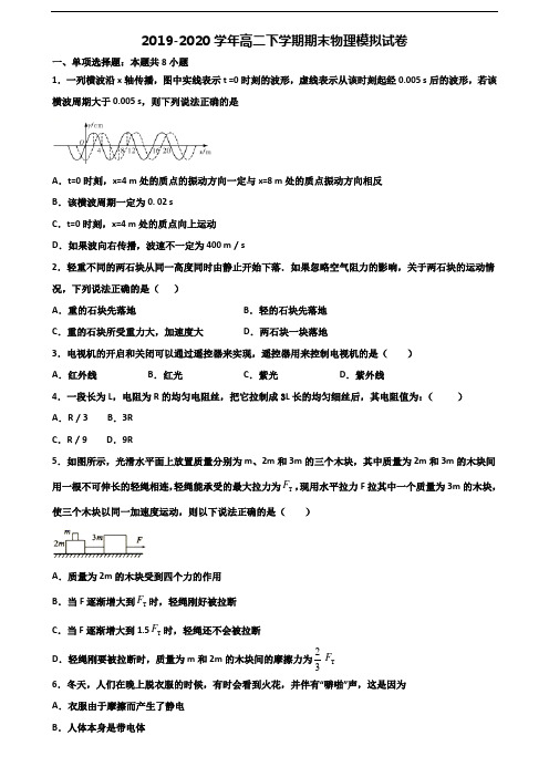 (3份试卷汇总)2019-2020学年浙江省绍兴市高二物理下学期期末经典试题