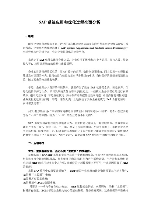SAP系统应用和优化过程全面分析