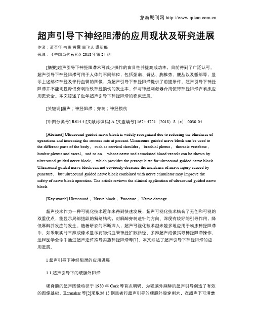 超声引导下神经阻滞的应用现状及研究进展