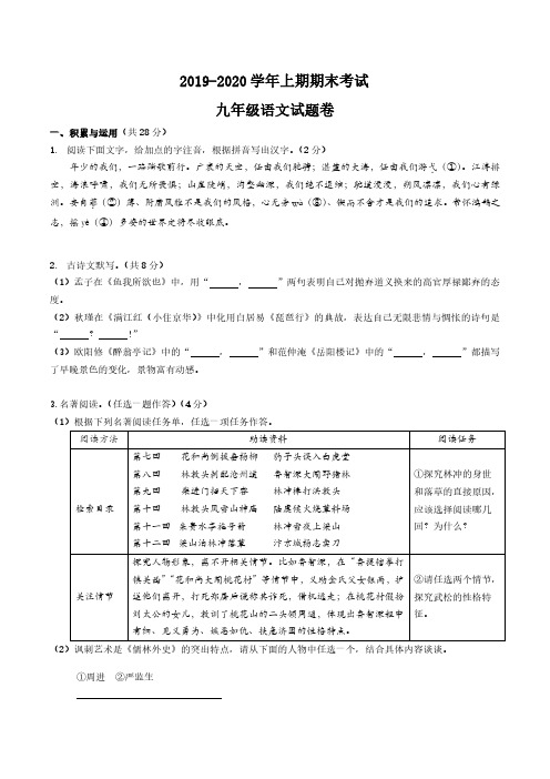 2020郑州初三一模语文试卷