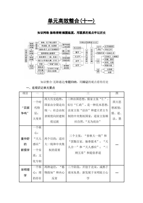 2018岳麓版历史高考一轮复习文档第11单元单元高效整合Word版含答案