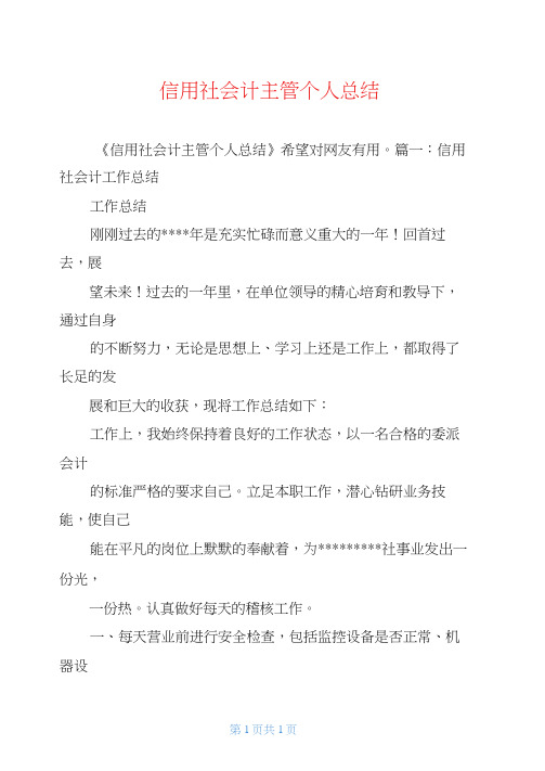 信用社会计主管个人总结