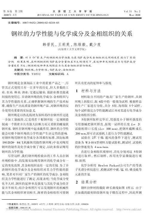 钢丝的力学性能与化学成分及金相组织的关系_韩晋民