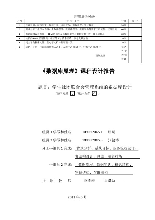 高校社团管理系统数据库设计
