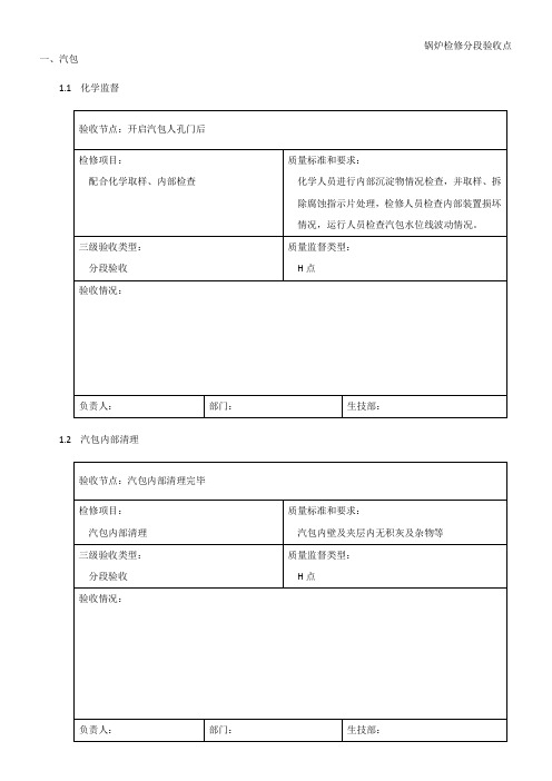 锅炉检修分段验收点