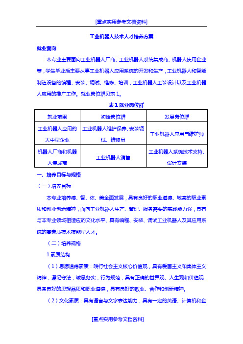 [实用参考]2018级工业机器人技术人才培养方案.doc