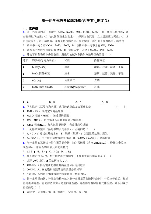 高一化学分班考试练习题(含答案)_图文(1)