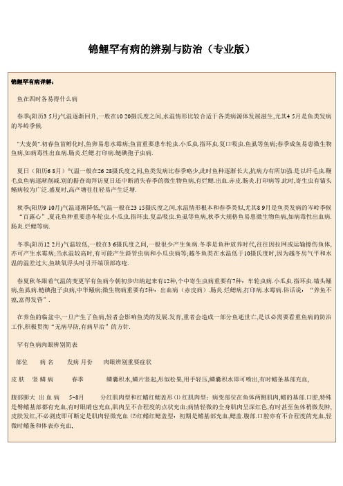 锦鲤常见病的鉴别与防治