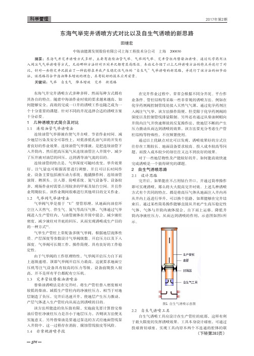 东海气举完井诱喷方式对比以及自生气诱喷的新思路