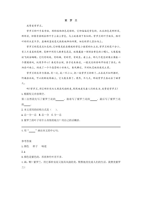阅读理解《紫罗兰》附答案