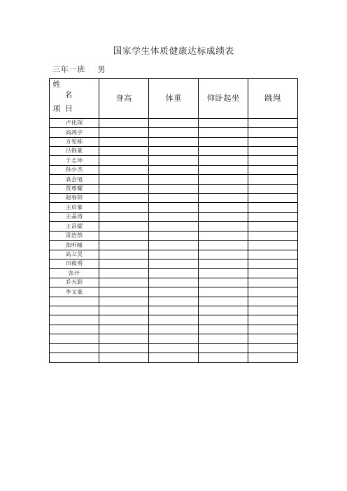 学生达标成绩表