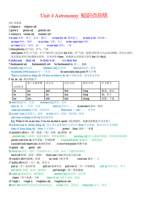 Unit4知识点总结人教版高中英语必修三