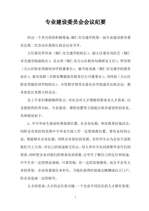 专业建设委员会会议纪要