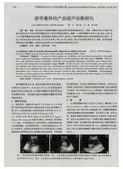 脐带囊肿的产前超声诊断研究