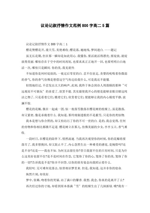 议论记叙抒情作文范例800字高二5篇