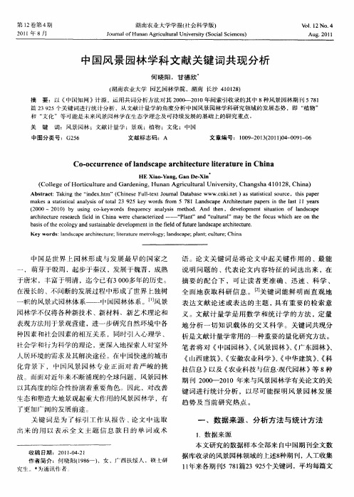 中国风景园林学科文献关键词共现分析