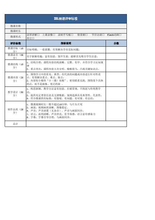 微课评价标准