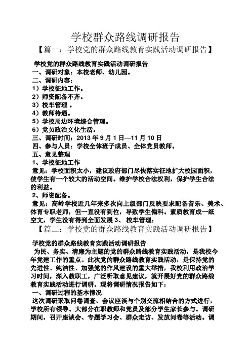 学校群众路线调研报告