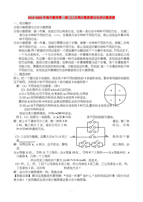 2019-2020年高中数学第一册(上)分类计数原理与分步计数原理