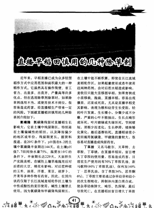 直播早稻田慎用的几种除草剂