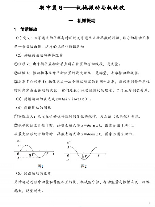 【高二物理】复习—机械振动与机械波