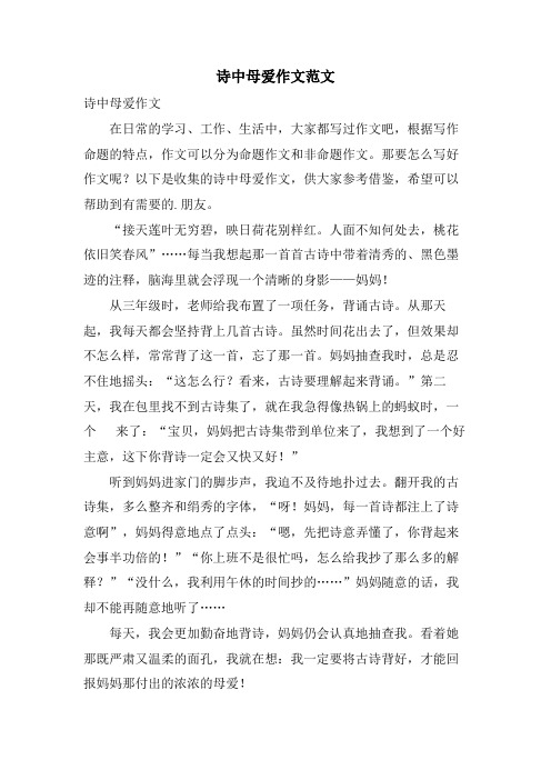 诗中母爱作文范文