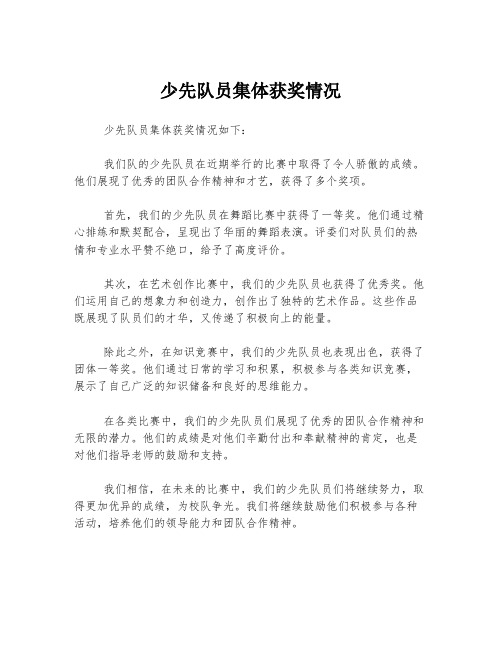少先队员集体获奖情况