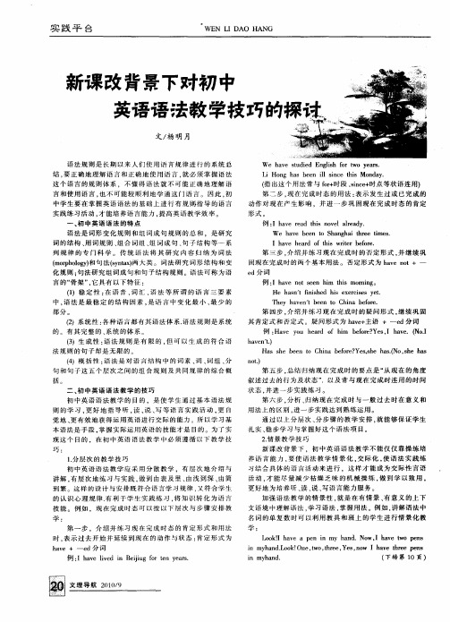 新课改背景下对初中英语语法教学技巧的探讨