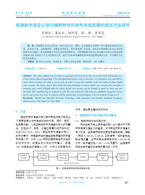 铁路数字语音记录仪幅频特性抖动和系统底噪的测试方法研究