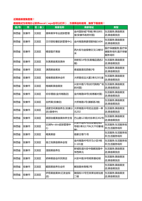 2020新版陕西省安康市美容院工商企业公司商家名录名单黄页联系方式大全408家