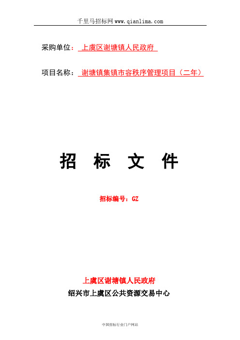 人民政府市容秩序管理项目项目的公开招投标书范本