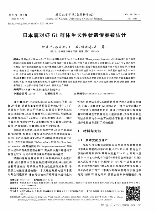 日本囊对虾G1群体生长性状遗传参数估计