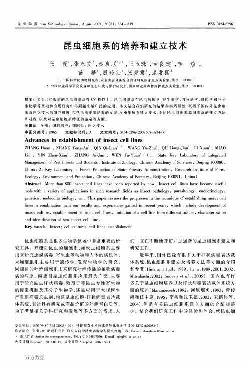 昆虫细胞系的培养和建立技术