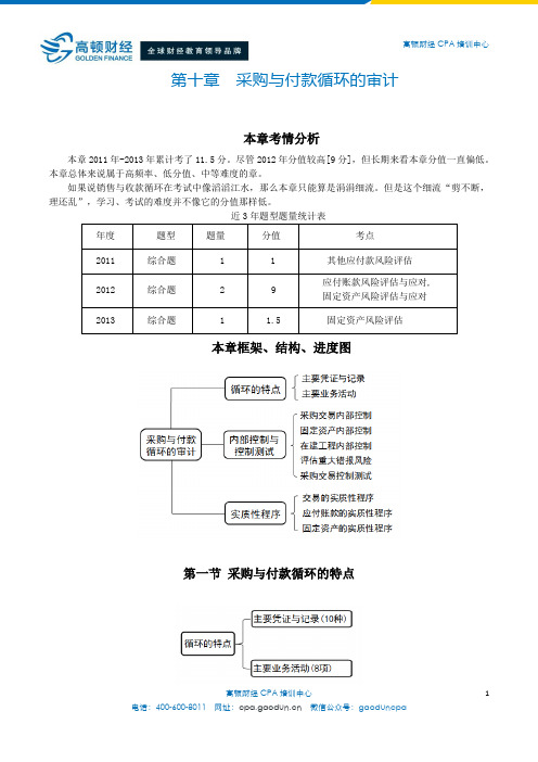 注会考试审计科目《审计》第十章 采购与付款循环的审计