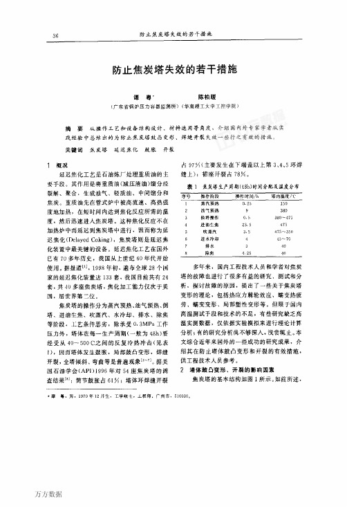 防止焦炭塔失效的若干措施