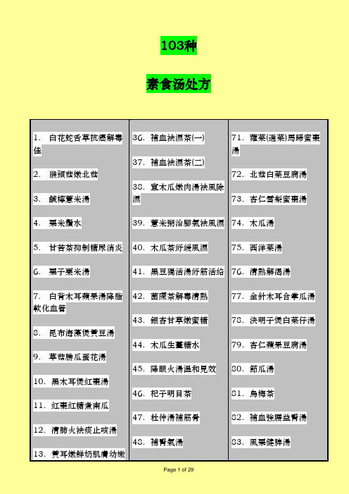 103种素食汤处方