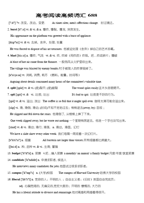 688个高考英语阅读高频词