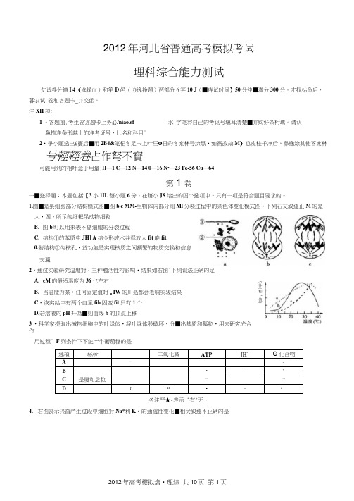 河北省高考模拟试题理综试题