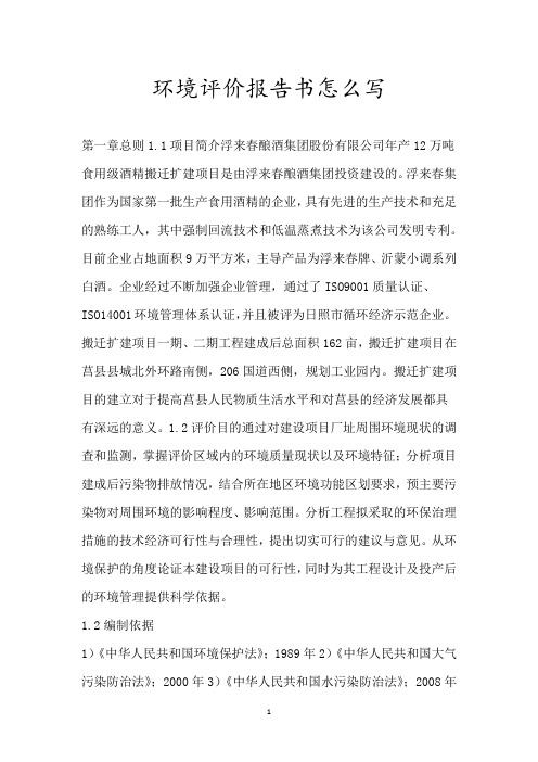 环境评价报告书怎么写