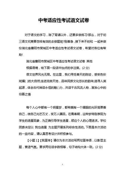 中考适应性考试语文试卷