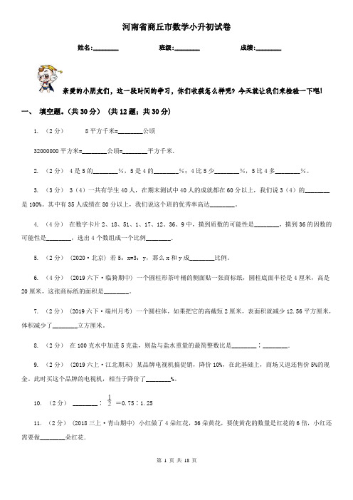 河南省商丘市数学小升初试卷