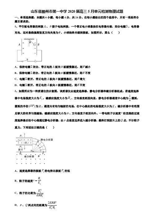 《附15套高考模拟卷》山东省滕州市第一中学2020届高三5月单元检测物理试题含解析