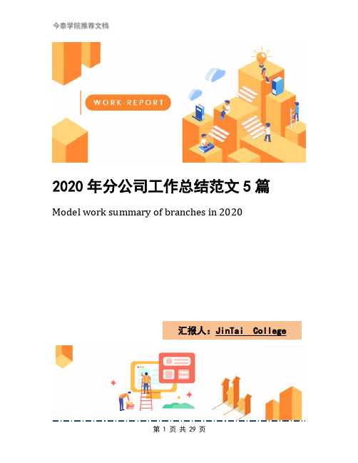 2020年分公司工作总结范文5篇