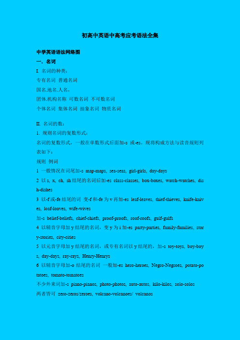 初高中英语应考之基本语法汇总
