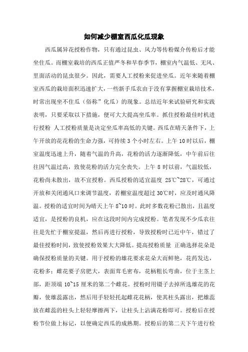 如何减少棚室西瓜化瓜现象
