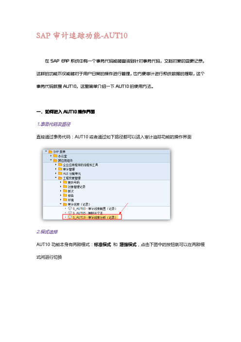 SAP审计追踪功能-AUT10