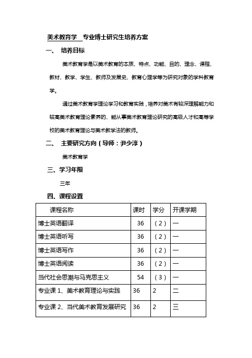 美术教育学专业博士研究生培养方案专业代码：.doc