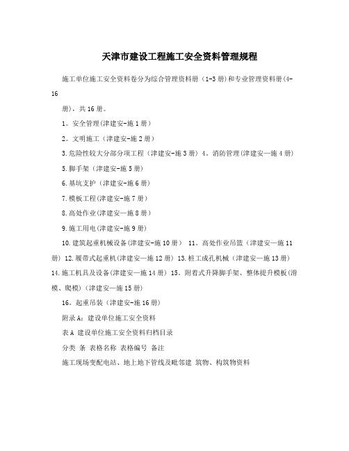 天津市建设工程施工安全资料管理规程