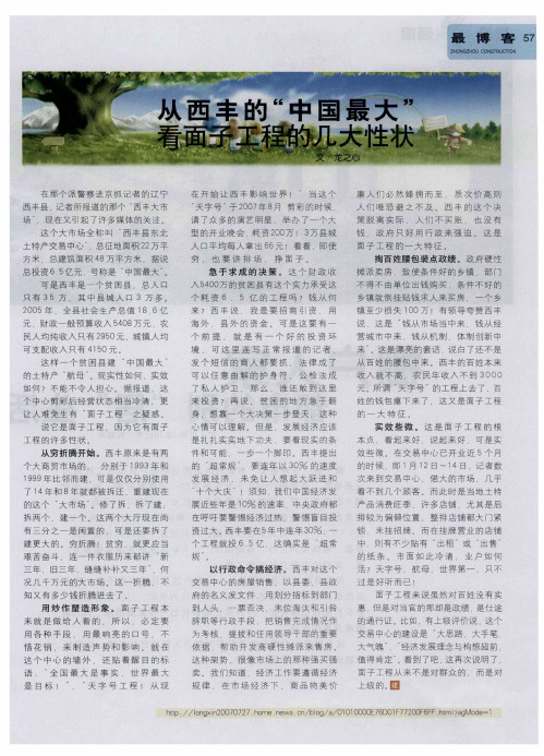 从西丰的“中国最大”看面子工程的几大性状